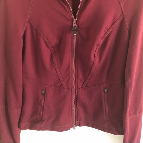 Zella Athletic Running Jacket Mock Neck Double Zip Maroon Medium - Picture 6 of 8
